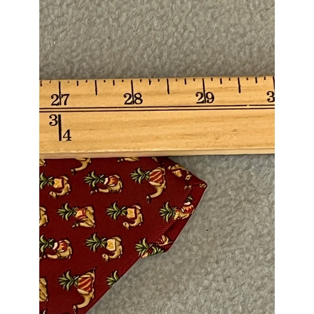 Salvatore Ferragamo Mens Silk Tie Red Camel Palm Tree Animal Print Made in Italy
